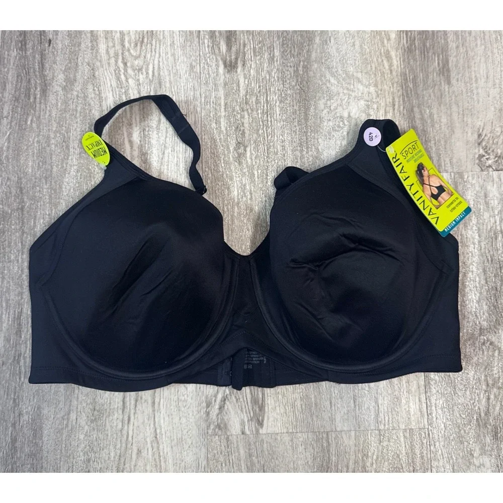 Vanity Fair Lingerie Sport Medium Impact Wireless Bra Size 42D‎ NWT